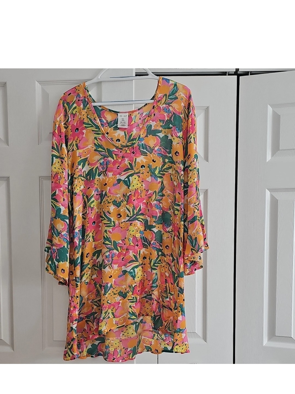 Anne Cole Floral Multicolor Lightweight Rayon Swim Cover-Up M/L Women's